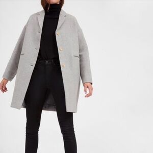 Everlane Coat Wool Cocoon Winter Long Jacket Light Gray Sz 0
